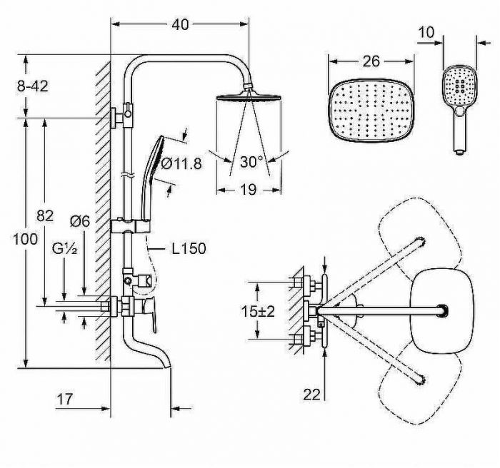 Душевая система Laguraty 17054 Хром