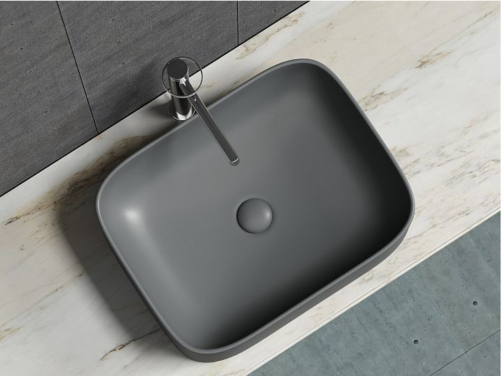 Умывальник CERAMICANOVA Element чаша накладная прямоугольная (Темный Антрацит Матовый) CN6052MDH