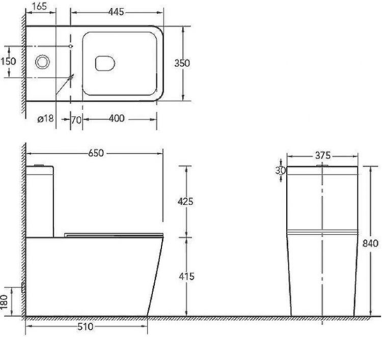 Унитаз компакт SantiLine SL-5017 Белый с бачком и сиденьем Микролифт