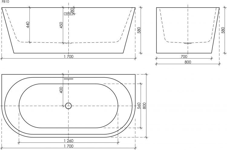 Ванна SANCOS First акриловая отдельностоящая, белый 1700x800x580мм, FB10 Ванна SANCOS First акриловая отдельностоящая, белый 1700x800x580мм, FB10