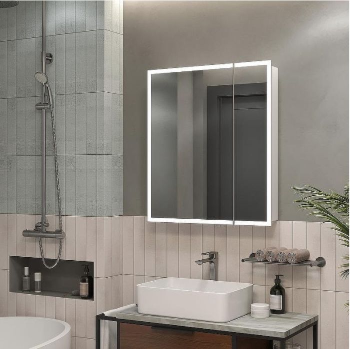 Зеркальный шкаф Reflexion Cube 700х800 RF2212CB с подсветкой Белый матовый