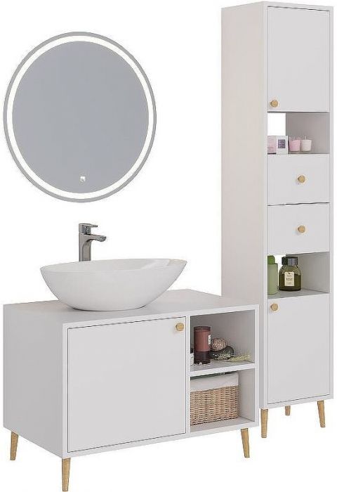 Тумба под раковину Dreja Luno 80 99.2002 Белый глянец
