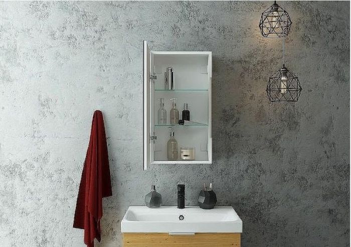 Зеркальный шкаф Art&Max Techno AM-Tec-350-650-1D-L-DS-F с подсветкой с сенсорным выключателем Белый