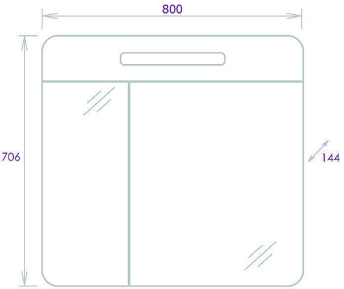 Зеркальный шкаф Onika Неаполь 80.01 208094 с подсветкой Белый