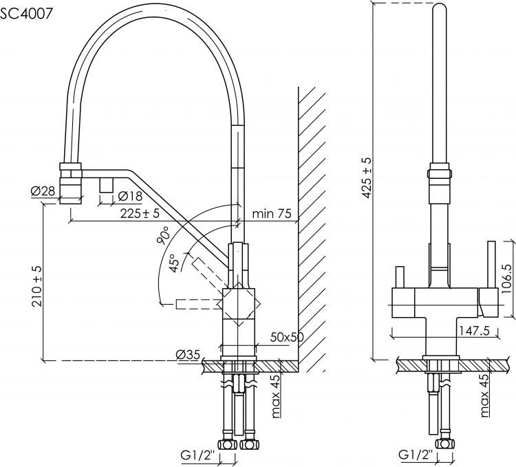 Смеситель для кухни Sancos Loro с гибким изливом, цвет матовый черный/черный, SC4007MB