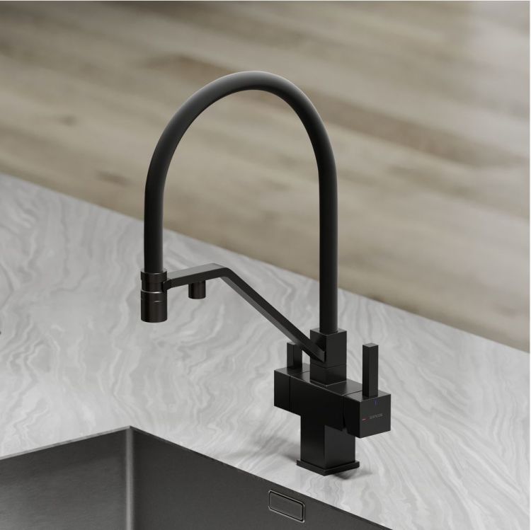 Смеситель для кухни Sancos Loro с гибким изливом, цвет матовый черный/черный, SC4007MB