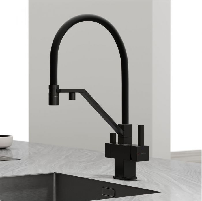 Смеситель для кухни Sancos Loro с гибким изливом, цвет матовый черный/черный, SC4007MB