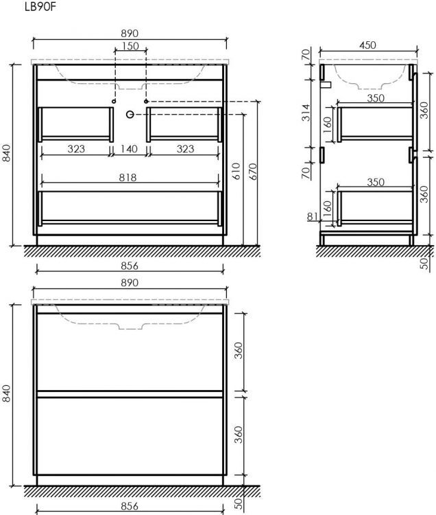 Тумба напольная под раковину SANCOS Libra Floor, дуб галифакс натуральный 890х450х840 мм, LB90FEG