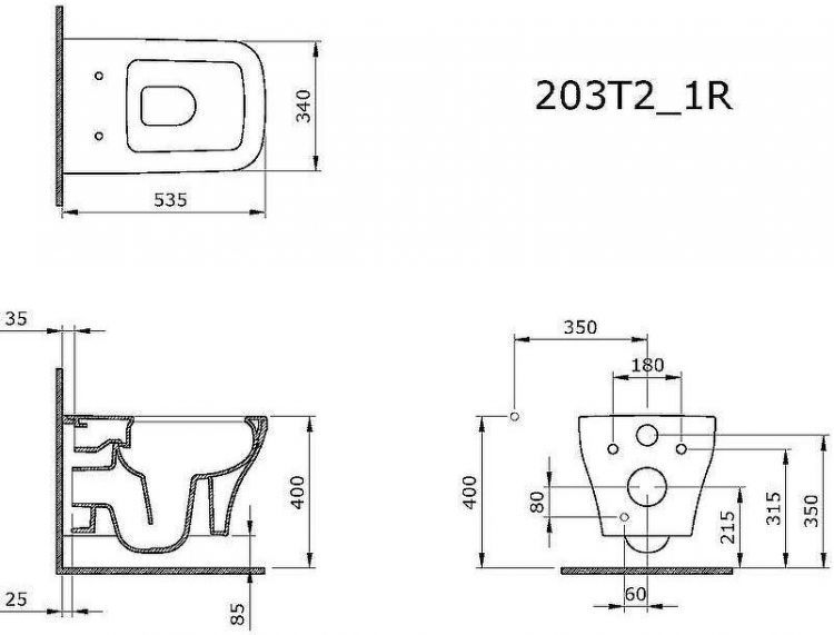 Унитаз Ambassador Benefit 203T20001R подвесной Белый глянцевый без сиденья
