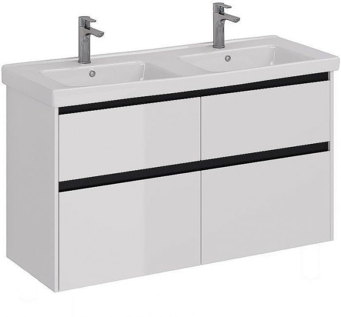 Тумба под раковину Lemark Combi 125 LM03C125T-black подвесная Белый глянец