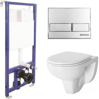 Комплект унитаза Damixa Jupiter DX77C1738SC с инсталляцией Berges Novum L3 040213 с сиденьем Микролифт и клавишей смыва Хром