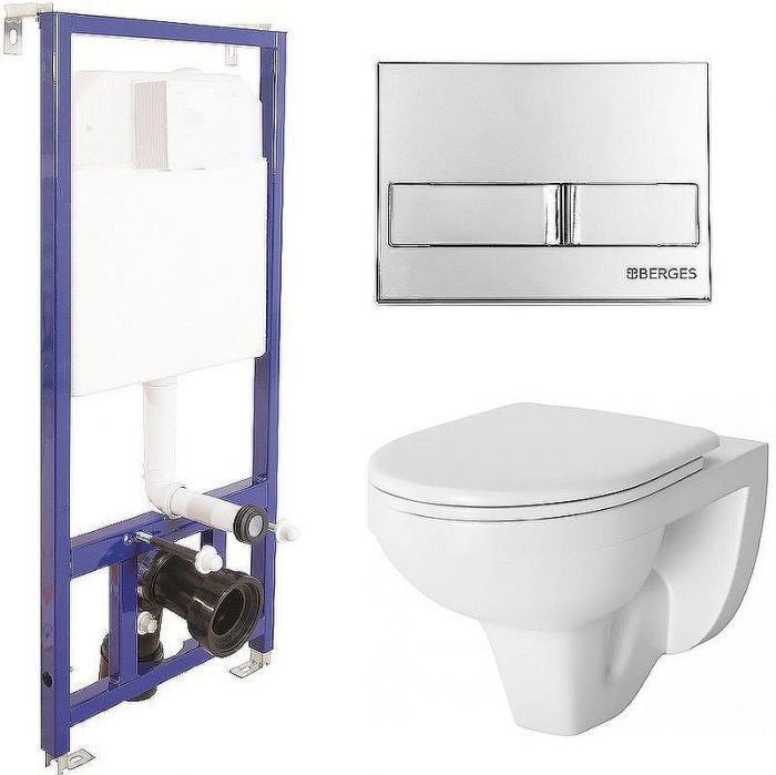 Комплект унитаза Damixa Jupiter DX77C1738SC с инсталляцией Berges Novum L3 040213 с сиденьем Микролифт и клавишей смыва Хром