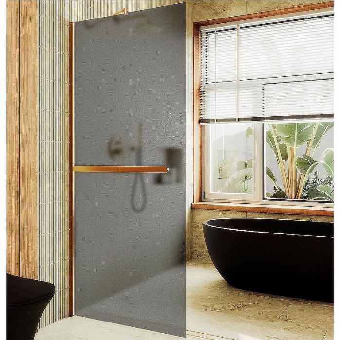 Душевая перегородка Maybah Glass MGD-736-3ш 890x1950 в широком профиле Золото стекло графитовое матовое