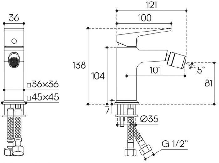 Смеситель для биде AQUEDUTO CLARO,  хром (CLA0500)