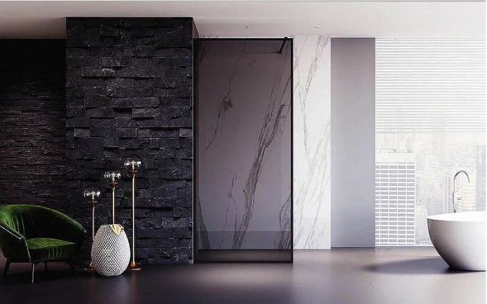 Душевая перегородка Veconi Korato KR-81BT 80 KR81BT-80-05-C4 профиль Черный матовый стекло тонированное