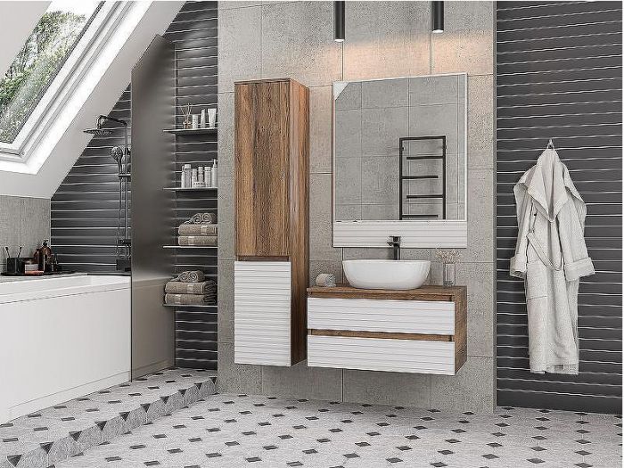 Шкаф пенал Brevita Dakota 35 L DAK-050350-19/01Л Белый матовый Дуб Галифакс олово