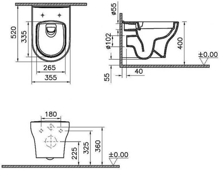 Комплект унитаза с инсталляцией Vitra Zentrum Round 9879B003-7200 с сиденьем Микролифт и клавишей смыва Хром глянцевый