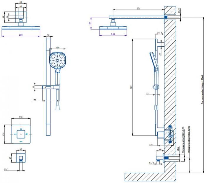 Душевая система Arrow AG372002GGP-1 цвет Серый