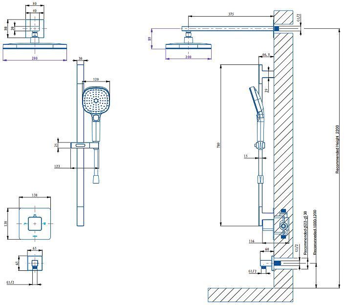 Душевая система Arrow AG372002GGP-1 цвет Серый