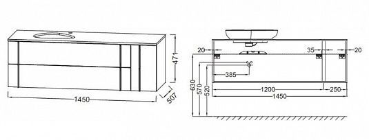 Тумба под раковину 145 см Jacob Delafon Nouvelle Vague EB3044-N18 белый Тумба под раковину 145 см Jacob Delafon Nouvelle Vague EB3044-N18 белый