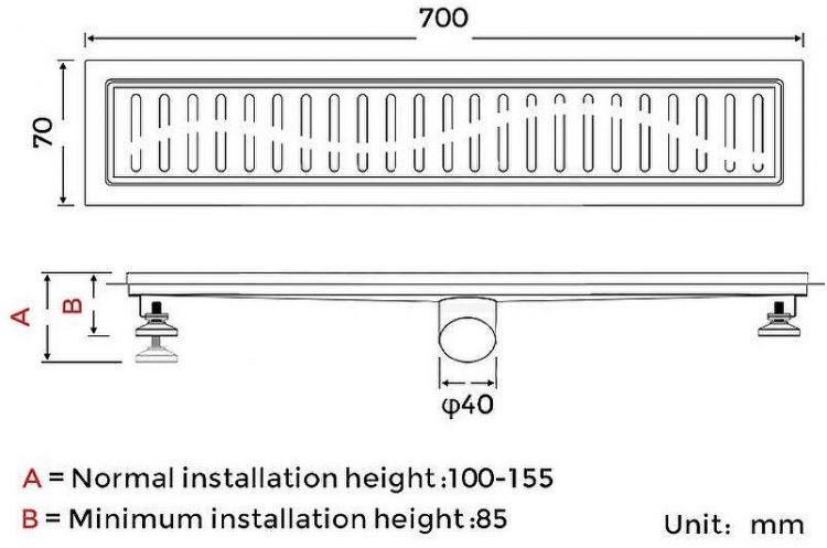Душевой лоток Gappo G87007-36 с Черной матовой решеткой