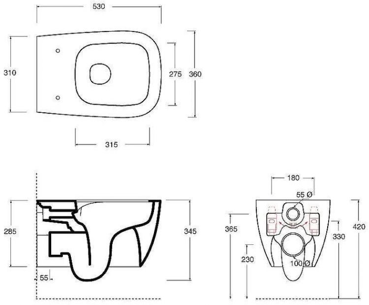 Унитаз Alice Wunder 45000101 подвесной Белый глянцевый без сиденья