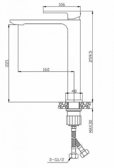 Смеситель для раковины BelBagno Luce LUC-LMC-ORO-W0 Золото