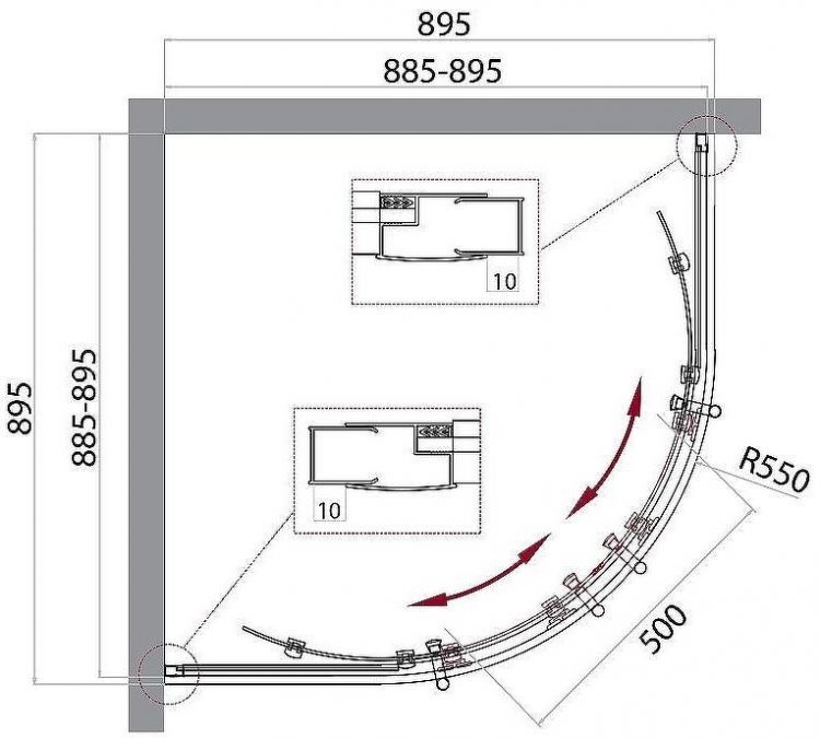 Душевой уголок BelBagno Uno 90х90 UNO-195-R-2-90-CH-CR профиль Хром стекло шиншилла