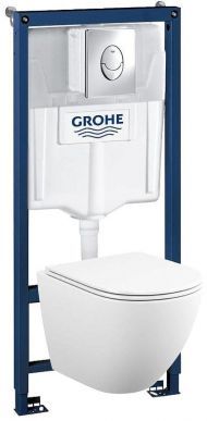 Комплект унитаза с инсталляцией Grohe Rapid SL 39187001 цвет Белый с сиденьем Микролифт и клавишей смыва цвет Хром
