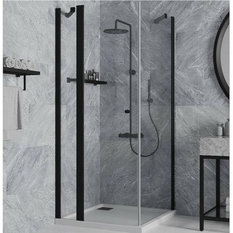 Душевой уголок Paini Cox 90x90 78YO9090 профиль Черный матовый стекло прозрачное