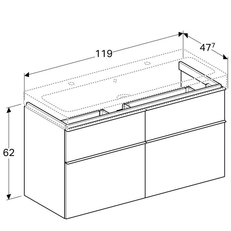 Тумба под раковину Geberit iCon, 119x48, светлый дуб [841422000]