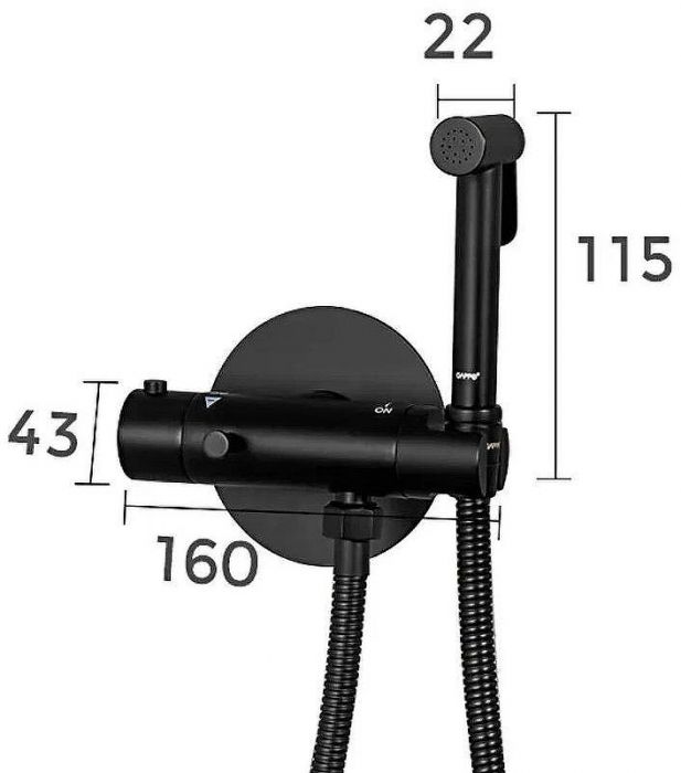 Гигиенический душ со смесителем Gappo G7290-6 с термостатом Черный матовый
