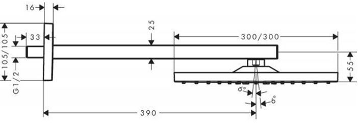 Hansgrohe Raind.E 300 1j Верхний душ, 30х30см., с настенным держателем, цвет: хром