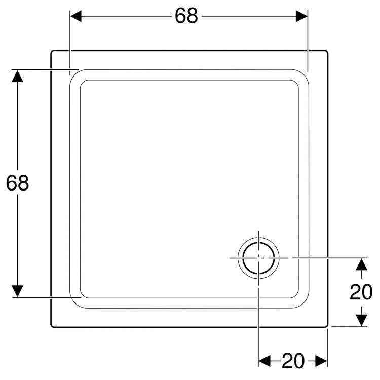 Душевой поддон Geberit Renova квадратный, 80х80 см [652280000]