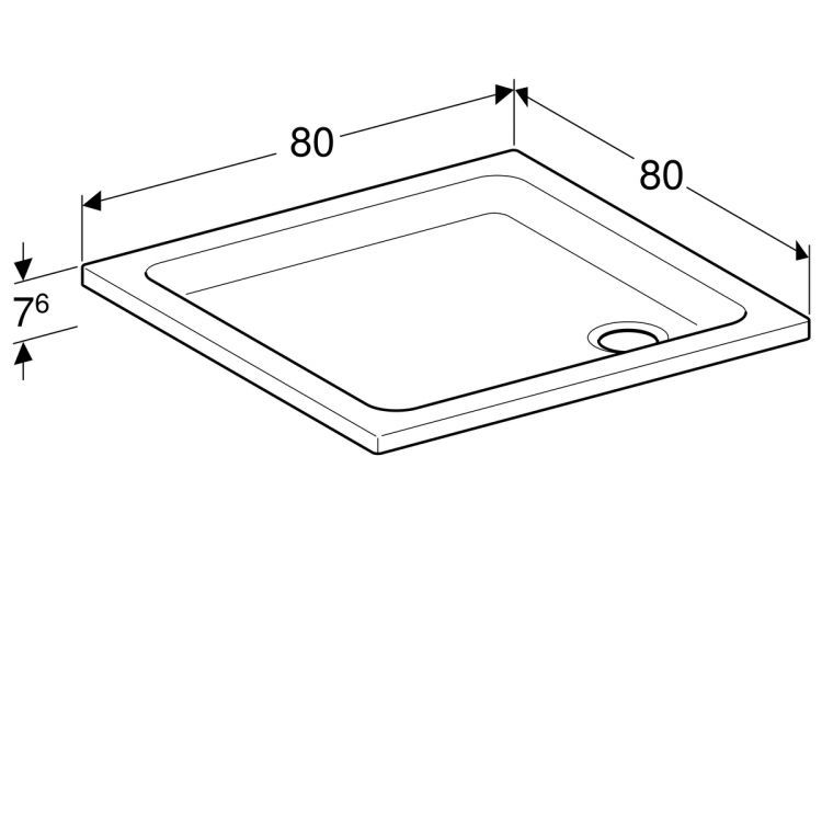 Душевой поддон Geberit Renova квадратный, 80х80 см [652280000]