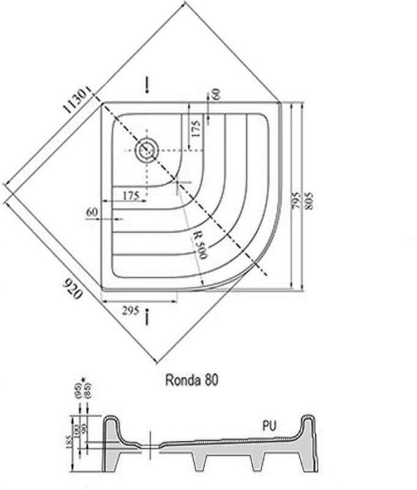 Акриловый поддон для душа Ravak Ronda 80х80 PU A204001120 Белый