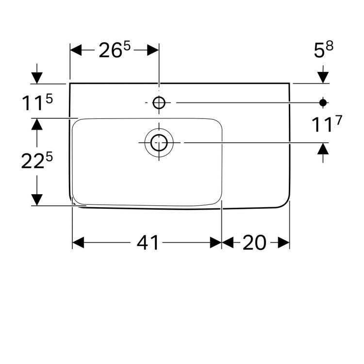 Раковина Geberit Renova Nr.1 Comprimo, 226165000 Раковина Geberit Renova Nr.1 Comprimo, 226165000