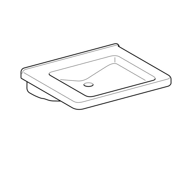 Раковина Geberit Renova Comfort 65х52.5 см, без отверстия под смеситель, без перелива [128666000]