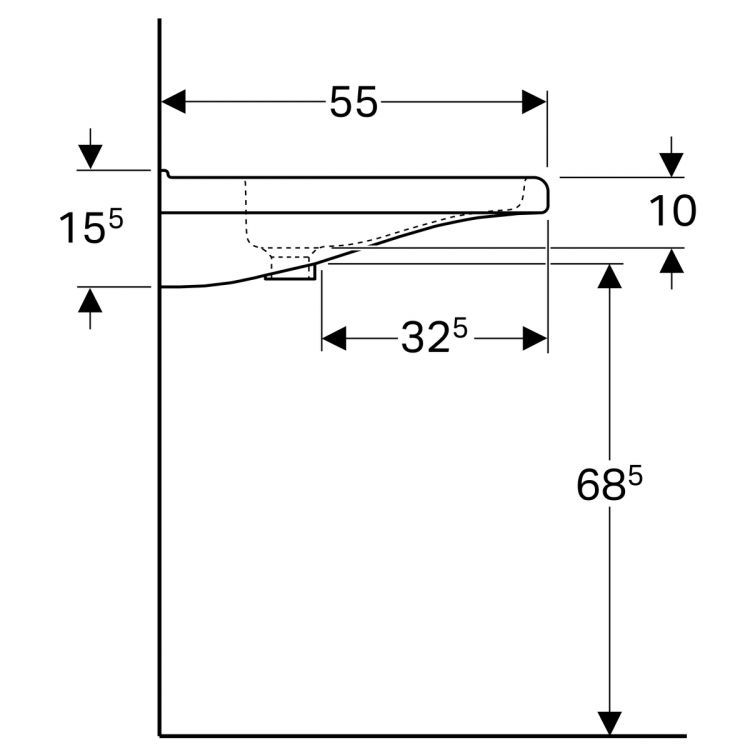 Раковина Geberit Renova Comfort 65х52.5 см, без отверстия под смеситель, без перелива [128666000]