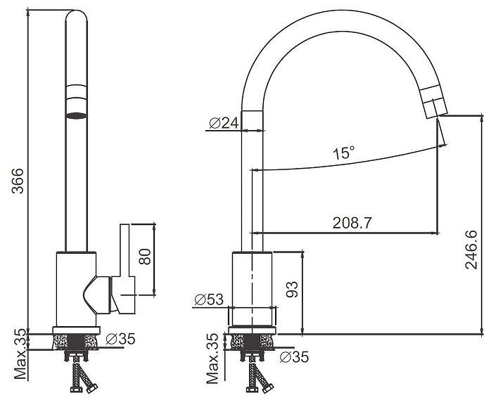 Смеситель для кухни Belz B70809-1 цвет Сатин