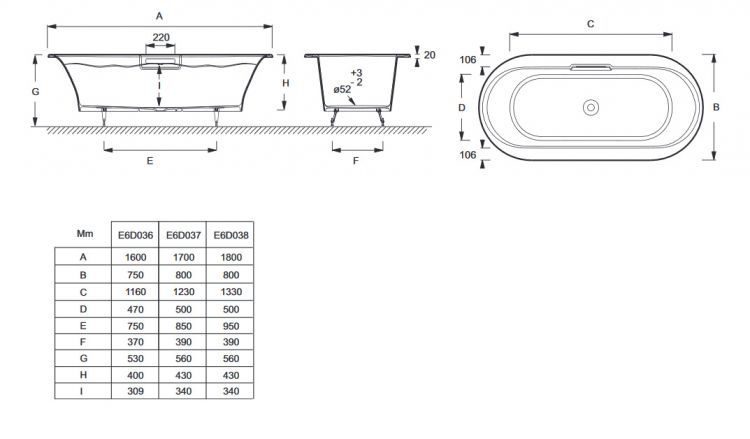 Ванна чугунная Jacob Delafon Volute 170x80 см, e6d037-00 Ванна чугунная Jacob Delafon Volute 170x80 см, e6d037-00