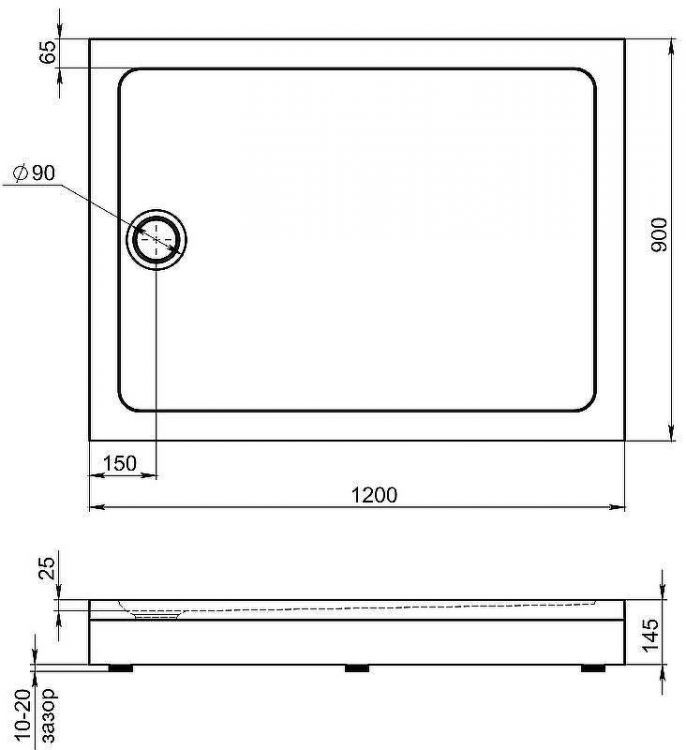 Акриловый поддон для душа Bas Олимпик 120х90 ПН00057 Белый