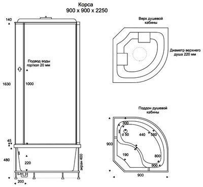 Душевая кабина Bas Корса Eco (черная стенка, тонированное стекло) Душевая кабина Bas Корса Eco (черная стенка, тонированное стекло)