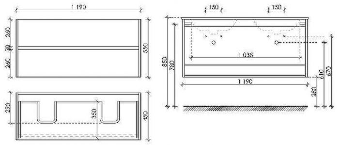 Тумба под раковину Sancos Urban 120 UR120-2EG подвесная Дуб Галифакс натуральный