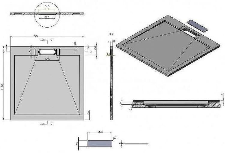 Душевой поддон из искусственного камня Esbano Luxe ESP-LX119W 110x90 ESPLX 119W Белый матовый
