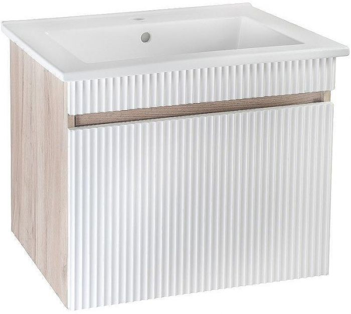 Тумба под раковину Runo Модена 65 00-00001425 подвесная Крафтовый дуб Белая