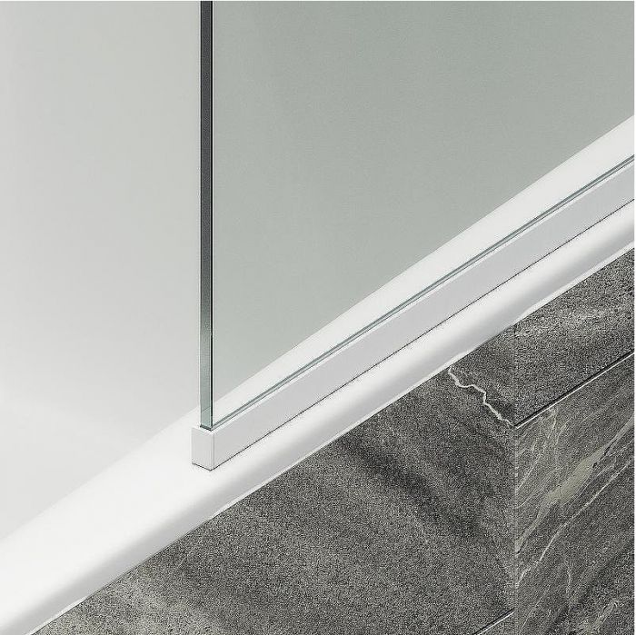 Шторка на ванну Maybah Glass MGV-131-1у 340x1400 в узком профиле Белый стекло прозрачное