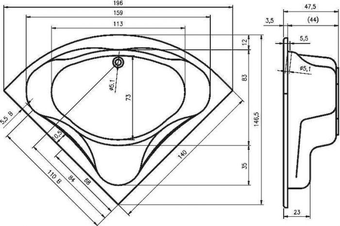 Акриловая ванна Riho Neo 140x140 B076001005 (BC3400500000000) без гидромассажа