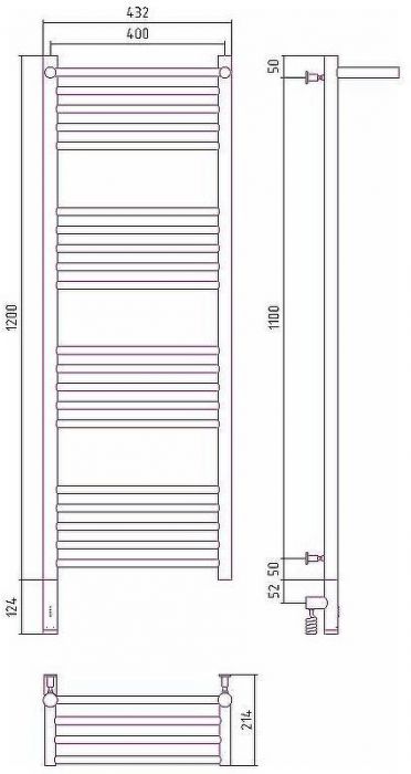 Электрический полотенцесушитель Сунержа Богема 3.0 1200x400 L 00-5806-1240 с полкой Хром