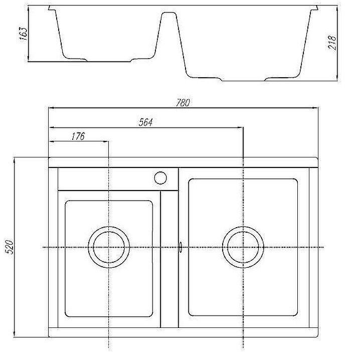 Кухонная мойка Aquaton Делия 78 DBL 1A723132DE230 Серый Кухонная мойка Aquaton Делия 78 DBL 1A723132DE230 Серый